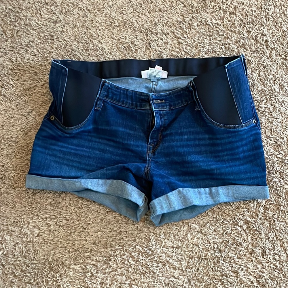 Maternity side-panel denim jean shorts
